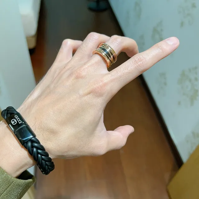 Bvlgari B.zero1 Multi-Band Black Inlay Gold-Tone Ring 5