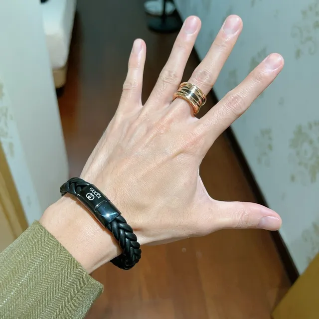 Bvlgari B.zero1 Multi-Band Black Inlay Gold-Tone Ring 8