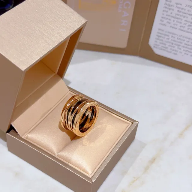 Bvlgari B.zero1 Multi-Band Black Inlay Gold-Tone Ring 9