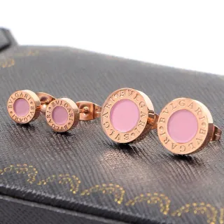 Bvlgari B.zero1 ذهب وردي قرص دائري منقوش نطاق أقراط