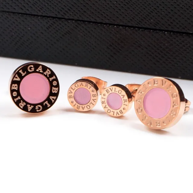 Bvlgari B.zero1 Pink Gold Circular Disc Engraved Band Earrings 2