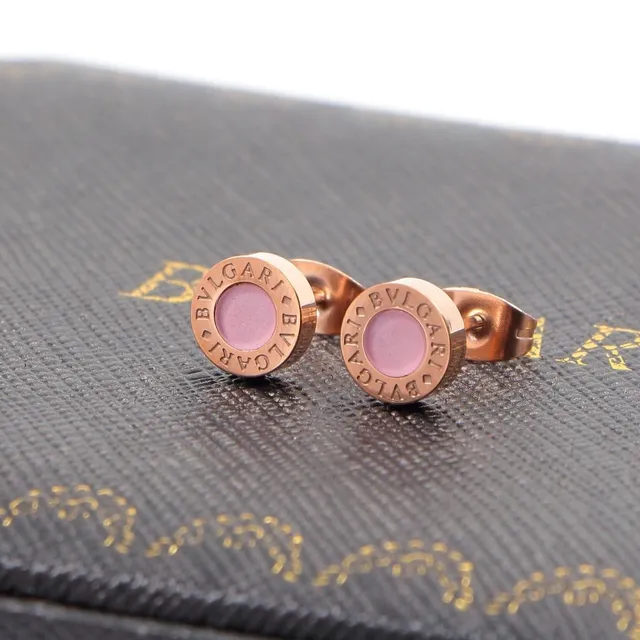 Bvlgari B.zero1 Pink Gold Circular Disc Engraved Band Earrings 5