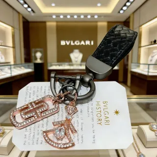 Bvlgari ذهب أسود حزام جلد مضفور معدن وردي مجوهرات