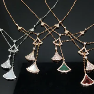 Bvlgari Divas' Dream Gold Multicolor Pavé-Diamond-Set Fan-Shaped Pendant Necklace