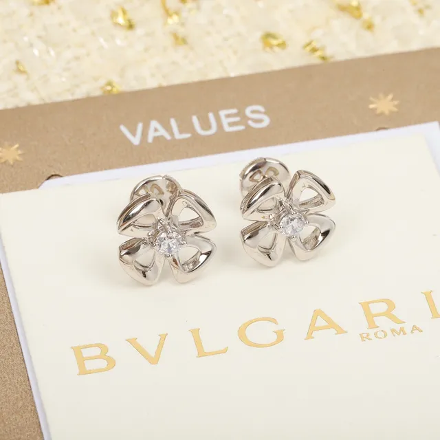 Bvlgari Fiorever Flower-Shaped Rose Gold and Silver Stud Earrings 5