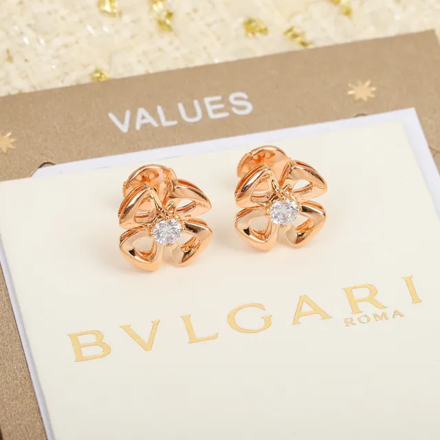 Bvlgari Fiorever Flower-Shaped Rose Gold and Silver Stud Earrings 6