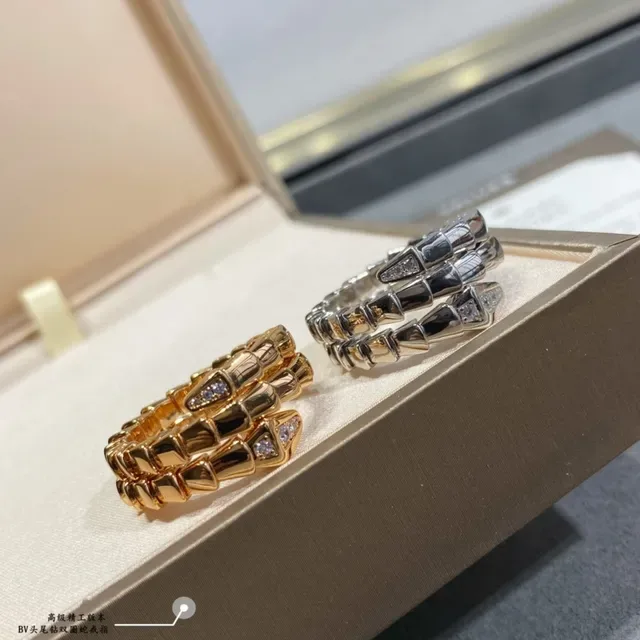 Bvlgari Gold Silver Articulated Serpentine Multi-Band Ring 9