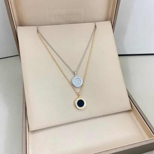 Bvlgari Gold Silver Layered Multi-Chain Circular Medallion Pendants Necklace 6