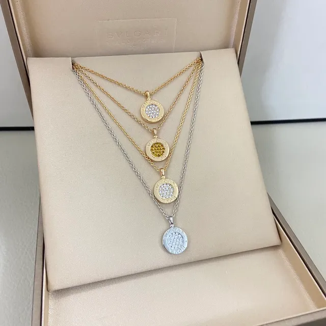 Bvlgari Gold Silver Layered Multi-Chain Circular Medallion Pendants Necklace 9