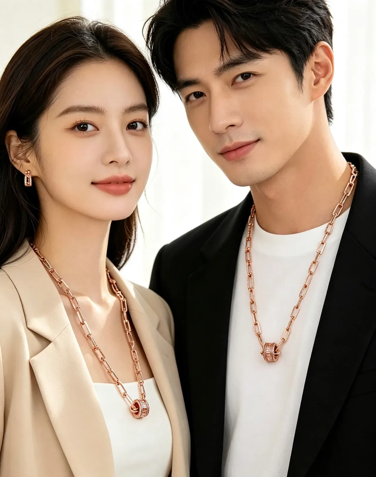 Bvlgari 粉金玫瑰链 Pavé-Set 镶嵌链节项链 5