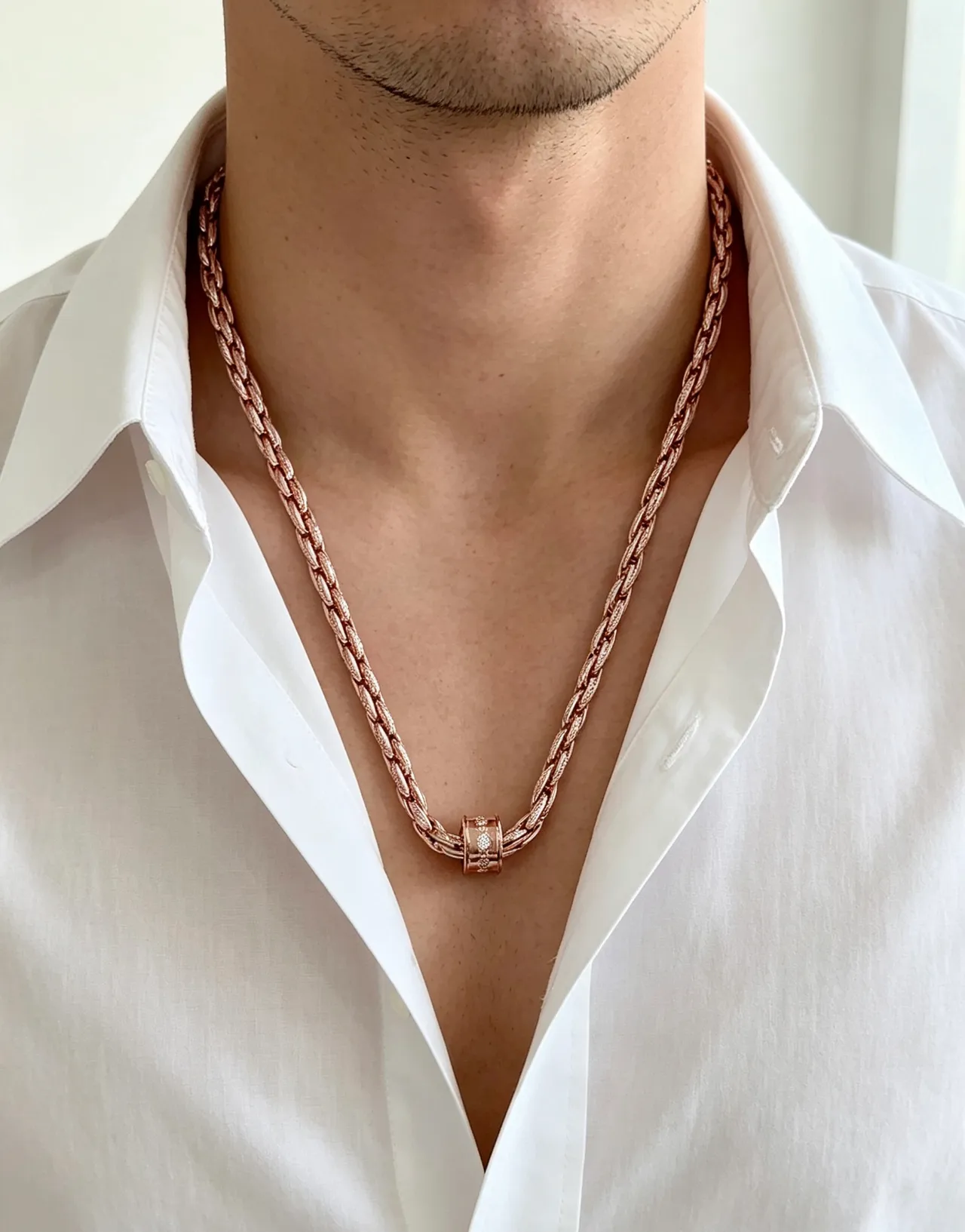 Bvlgari Pink Gold Twisted Rope-Link Chain Pavé-Diamond Clasp Necklace 3