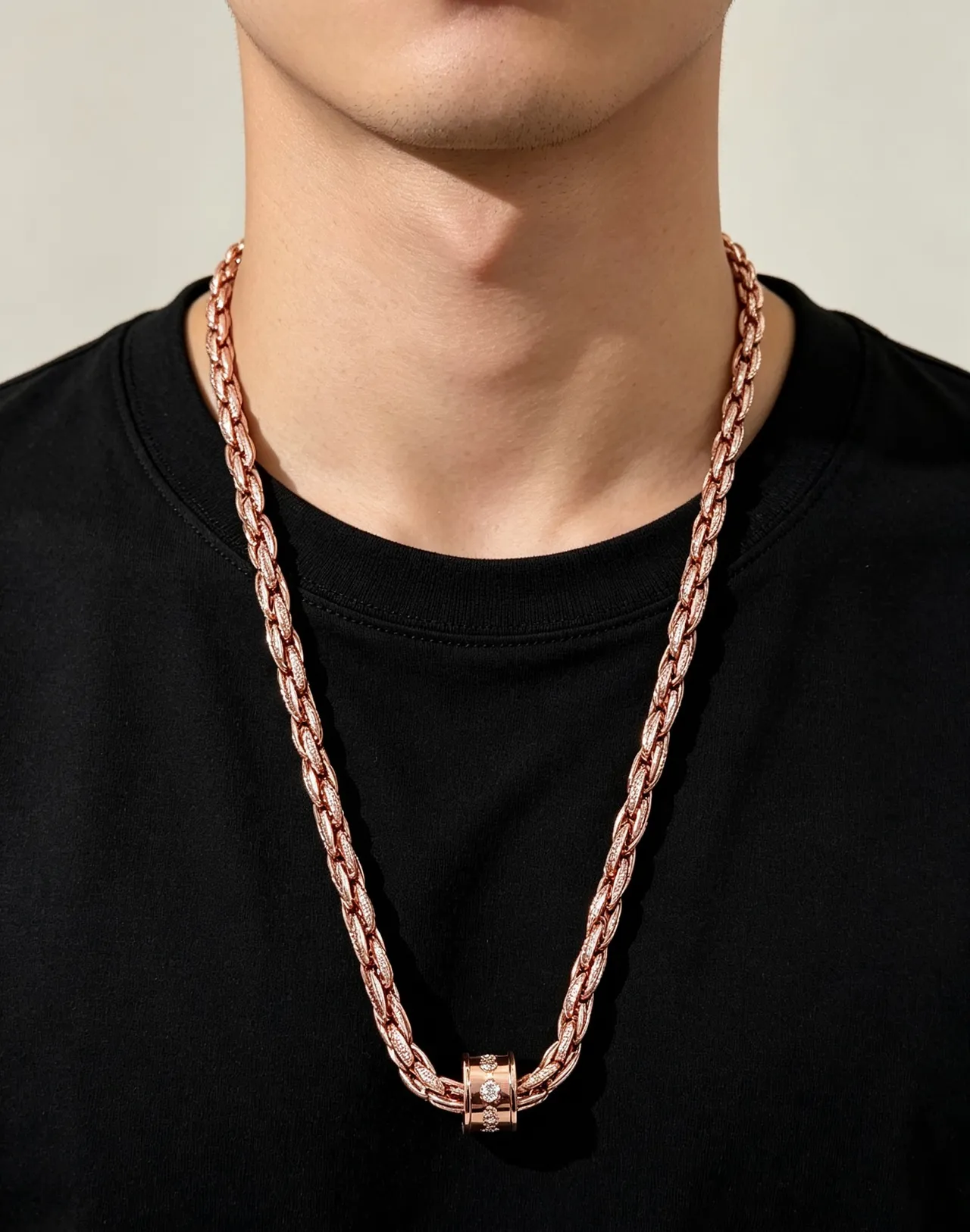 Bvlgari Pink Gold Twisted Rope-Link Chain Pavé-Diamond Clasp Necklace 9
