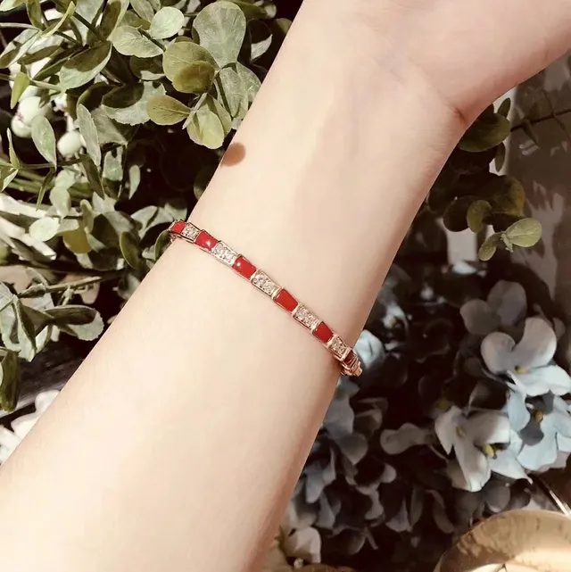 Bvlgari लाल सोना सेगमेंटेड रिजिड बैंगल गुलाबी ब्रेसलेट 8
