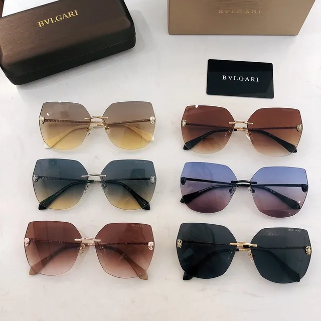 Bvlgari 无框 金色调 黑色太阳镜 3
