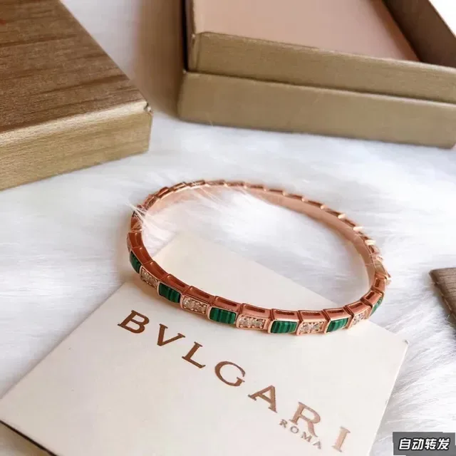 Bvlgari Segmented Malachite and Diamond Rose Gold Bracelet 8