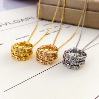 Bvlgari Serpenti Stacked Ring Pavé Necklace