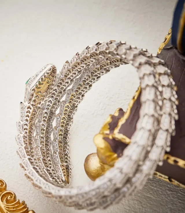 Bvlgari Serpenti Triple-Coil Pavé Diamond and Emerald Bracelet 3