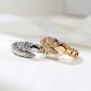 Bvlgari Serpenti Viper सोने चांदी सर्पेंटाइन सेगमेंटेड ज्योमेट्रिक डायमंड बेजल अंगूठी