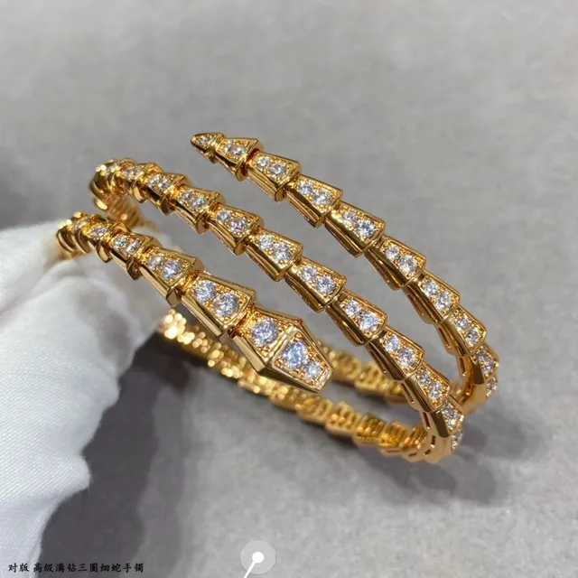 Bvlgari Serpenti Viper 银金 铰接蛇形 镶钻石 手链 6