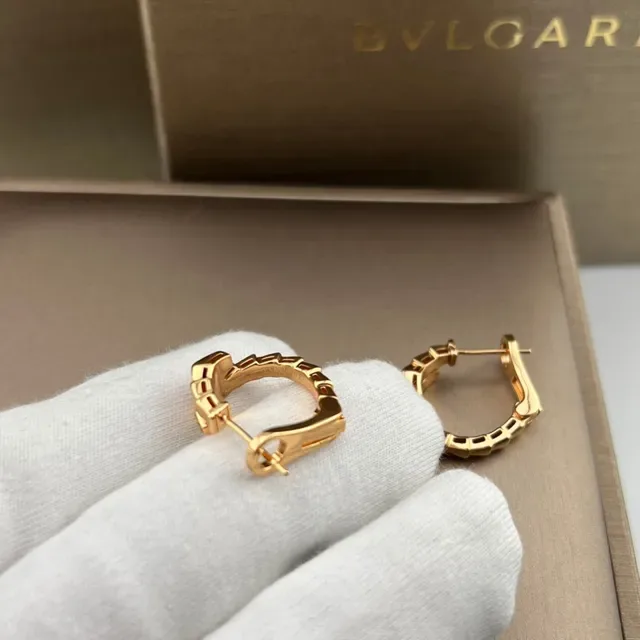Bvlgari أقراط فضة وذهب مفصلة مقسمة مركزية مزينة بالماس 2