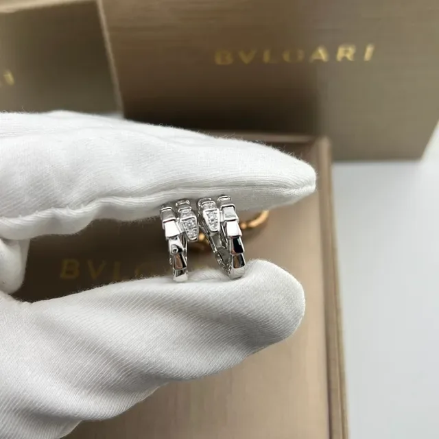 Bvlgari أقراط فضة وذهب مفصلة مقسمة مركزية مزينة بالماس 5