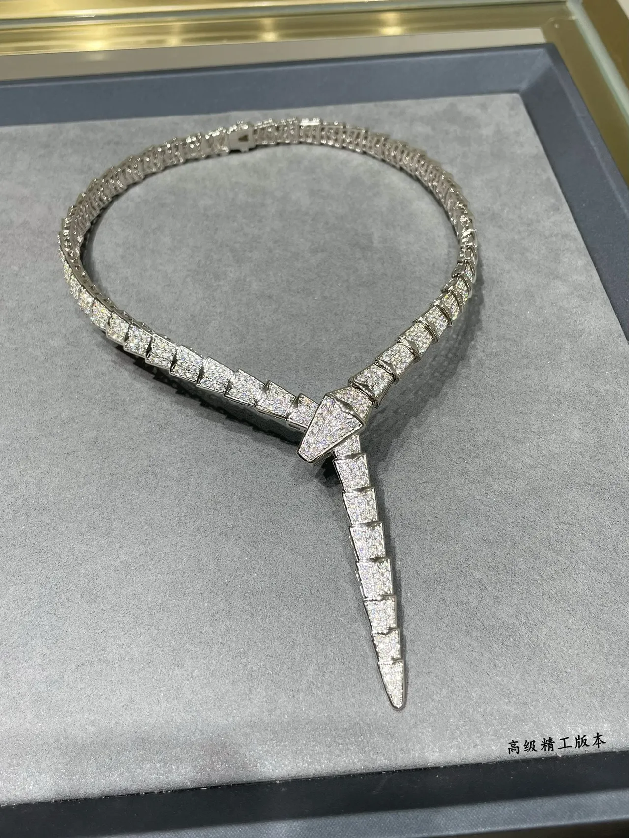 Bvlgari Silver White Articulated Segmented Pavé-Set Necklace 5