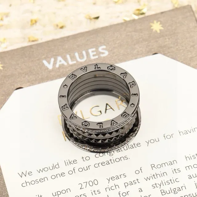 Bvlgari Silver White Multi-Band Rotating Ring 6