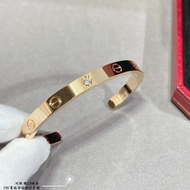 Cartier Gold Silver Open Bangle Screw-Motif Bracelet 7