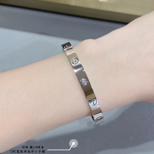 Cartier Gold Silver Open Bangle Screw-Motif Bracelet 9