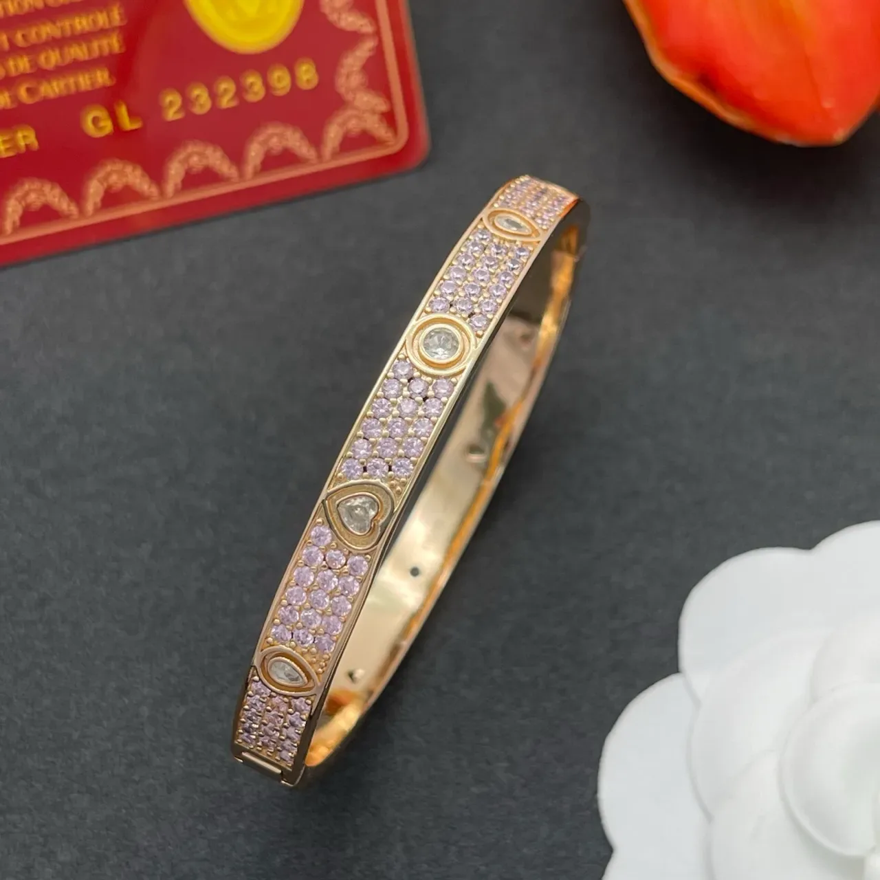 Cartier Juste un Clou 镶嵌淡紫色水晶玫瑰金手链 5