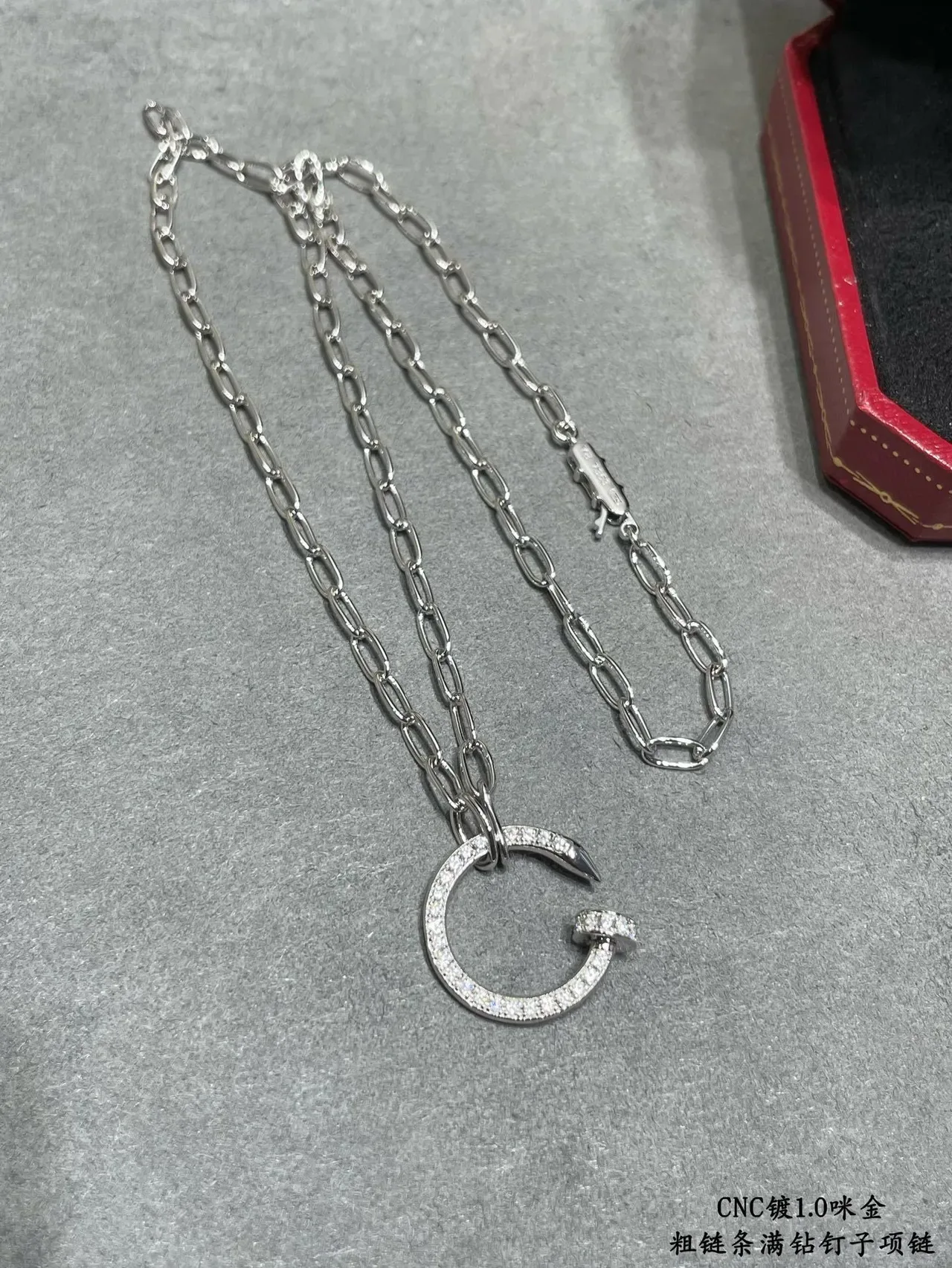 Cartier Juste un Clou Pavé Open-Circle Nail Pendant Necklace 4