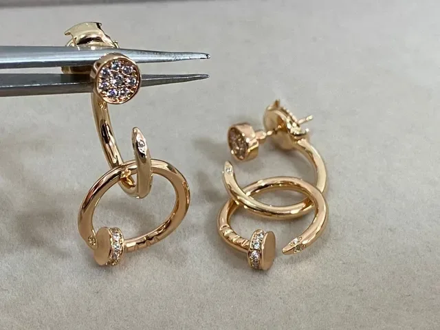 Cartier Juste un Clou Rose Gold Pavé Diamond Interlocking Hoop Earrings 4