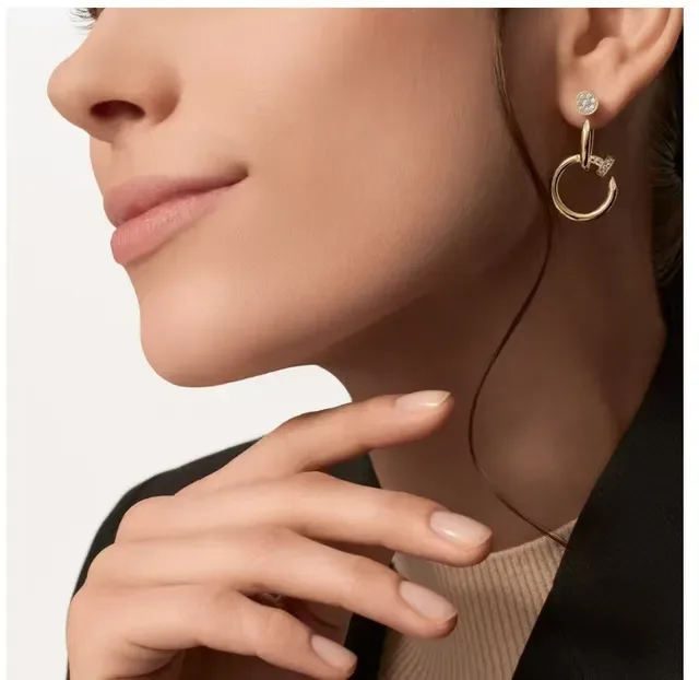 Cartier Juste un Clou Rose Gold Pavé Diamond Interlocking Hoop Earrings 5