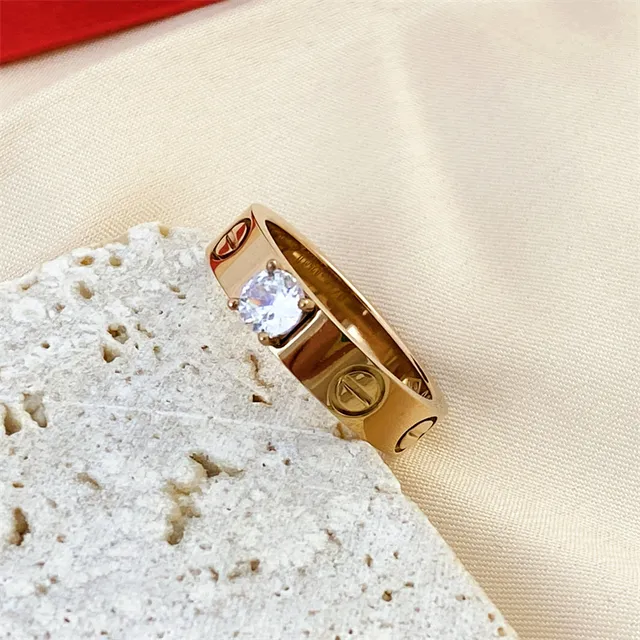 Cartier Juste un Clou plata roja pulida acero inoxidable anillo solitario piedra central 2