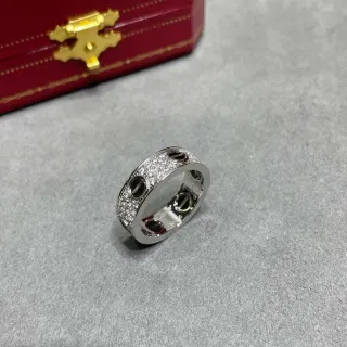 Cartier Juste un Clou Wide Pavé Ring Silver Black Enamel Rings