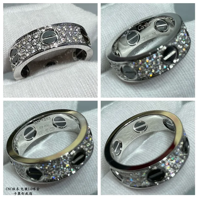Cartier Juste un Clou Wide Pavé चांदी काला एनामेल अंगूठी 2