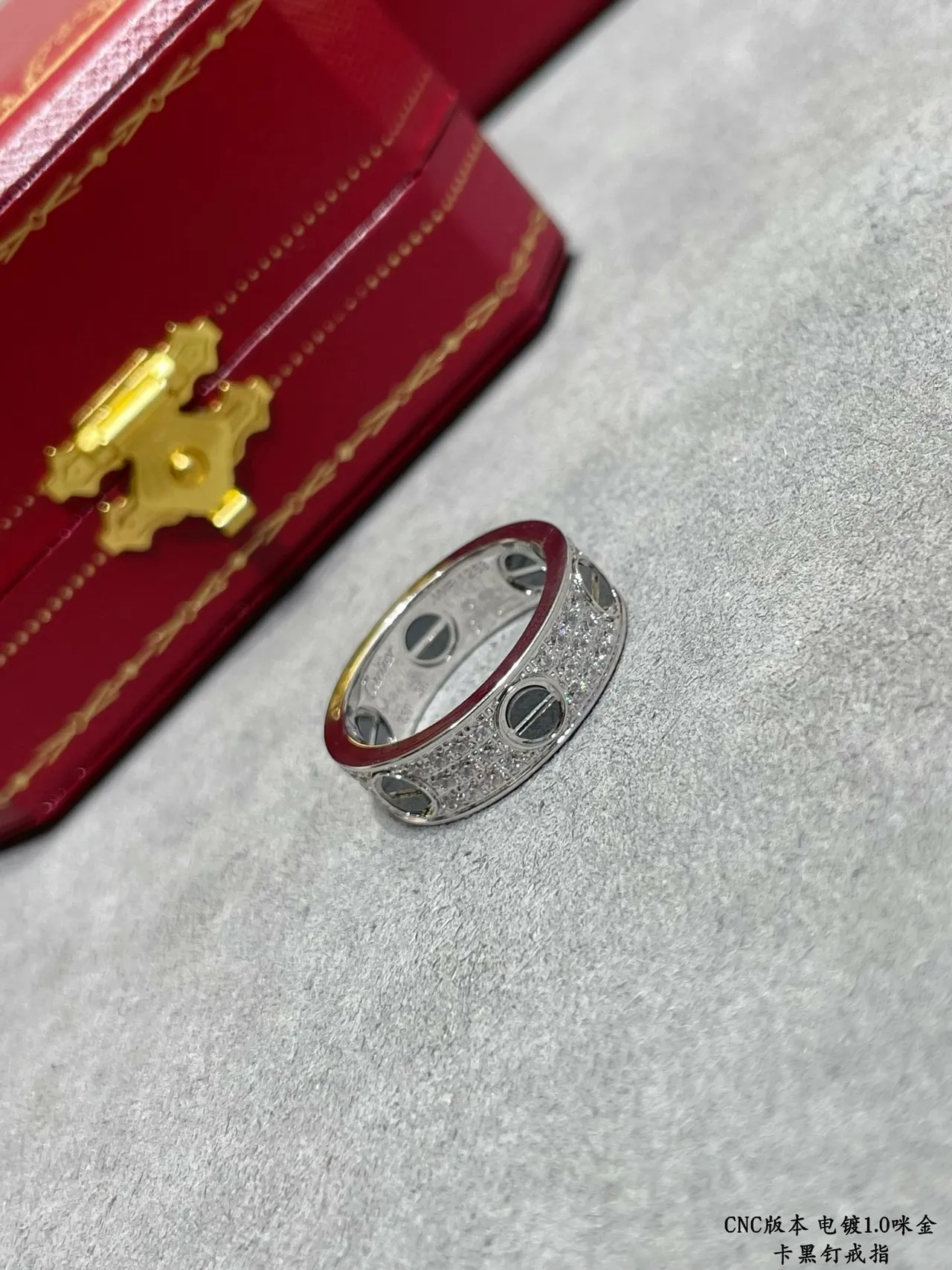 Cartier Juste un Clou Wide Pavé चांदी काला एनामेल अंगूठी 5