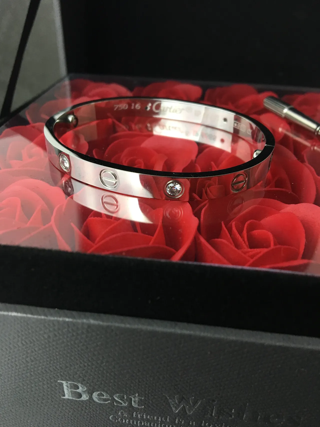 Cartier Love Bracelet pulsera de metal blanco pulido con motivo de tornillo 8