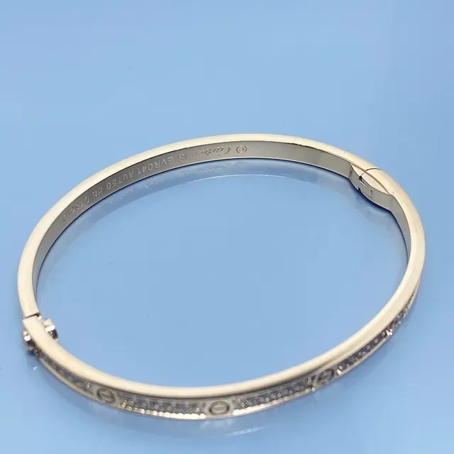 Cartier Love Gold Silver Screw-Motif Pavé-Set Bracelet 3