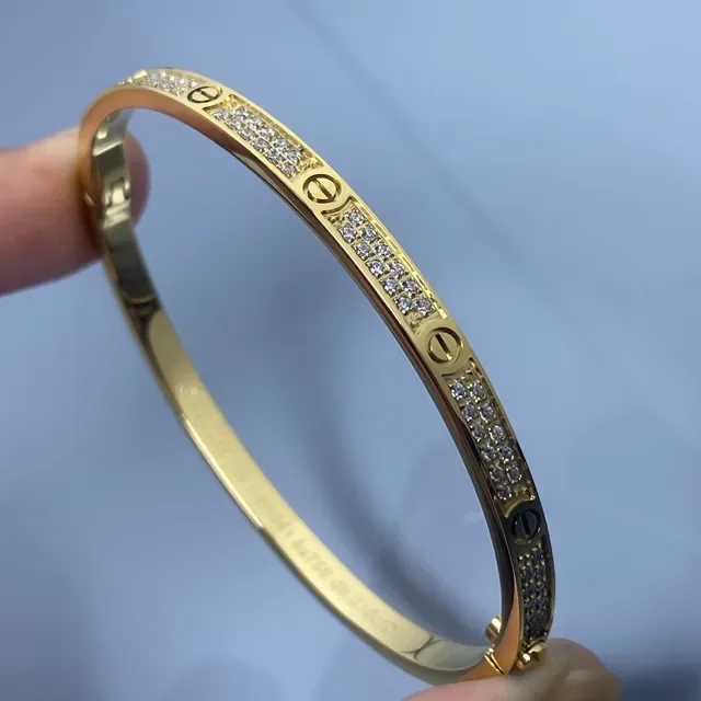 Cartier Love Gold Silver Screw-Motif Pavé-Set Bracelet 4