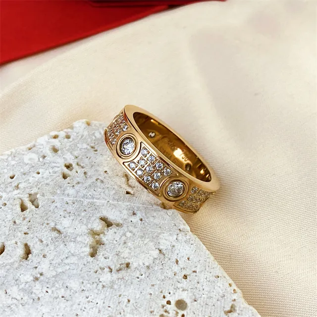 Cartier Love Ring Silver Yellow Gold Rose Gold Pavé Stackable Rings 2