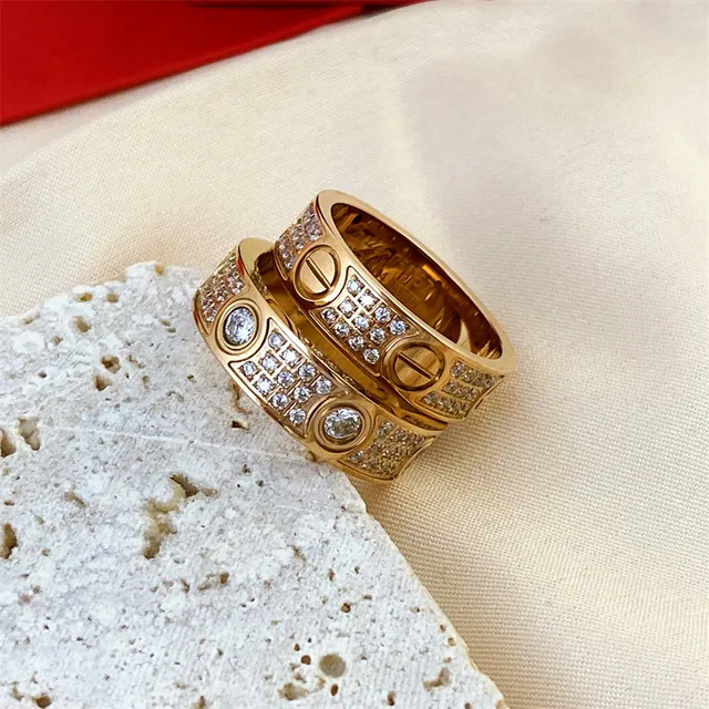 Cartier Love Ring Silver Yellow Gold Rose Gold Pavé Stackable Rings 3