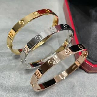 Cartier Love চওড়া পালিশ করা সোনার ব্রেসলেট