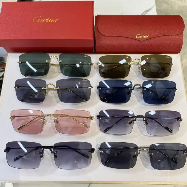 Cartier Lunettes de Soleil Rectangulaires Sans Bordure Dégradé 2