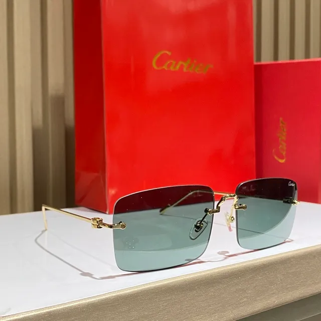 Cartier Lunettes de Soleil Rectangulaires Sans Bordure Dégradé 3