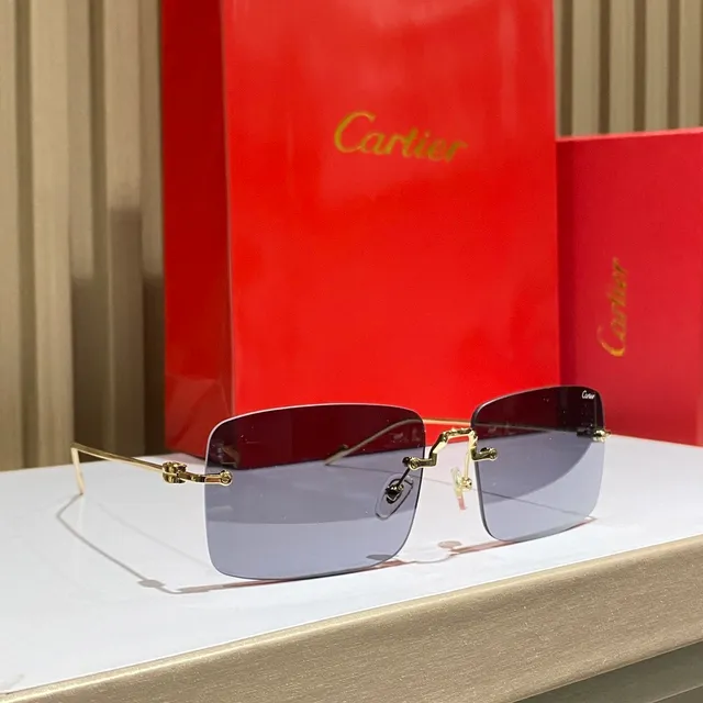 Cartier Lunettes de Soleil Rectangulaires Sans Bordure Dégradé 4