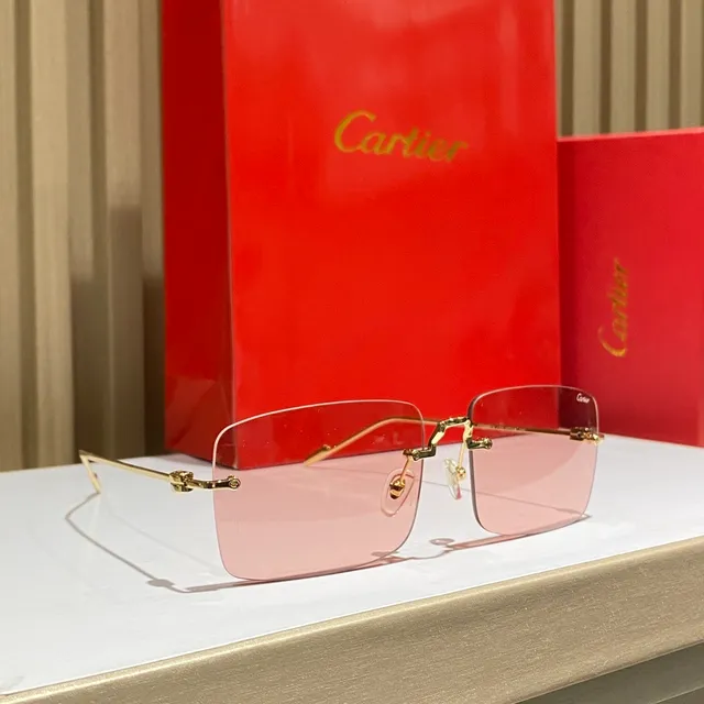 Cartier Lunettes de Soleil Rectangulaires Sans Bordure Dégradé 5