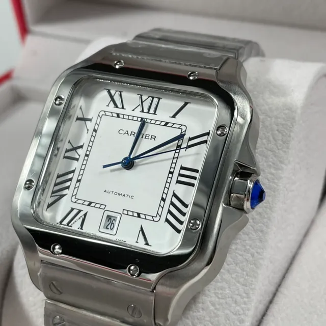 Cartier Santos de Cartier स्टेनलेस स्टील सफेद डायल यांत्रिक घड़ी 2