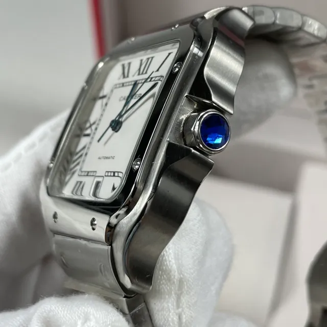 Cartier Santos de Cartier स्टेनलेस स्टील सफेद डायल यांत्रिक घड़ी 6