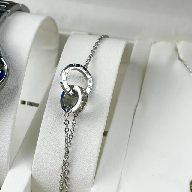 Cartier Prata Branco Caso Redondo Pulseira de Metal Integrada Colar 2